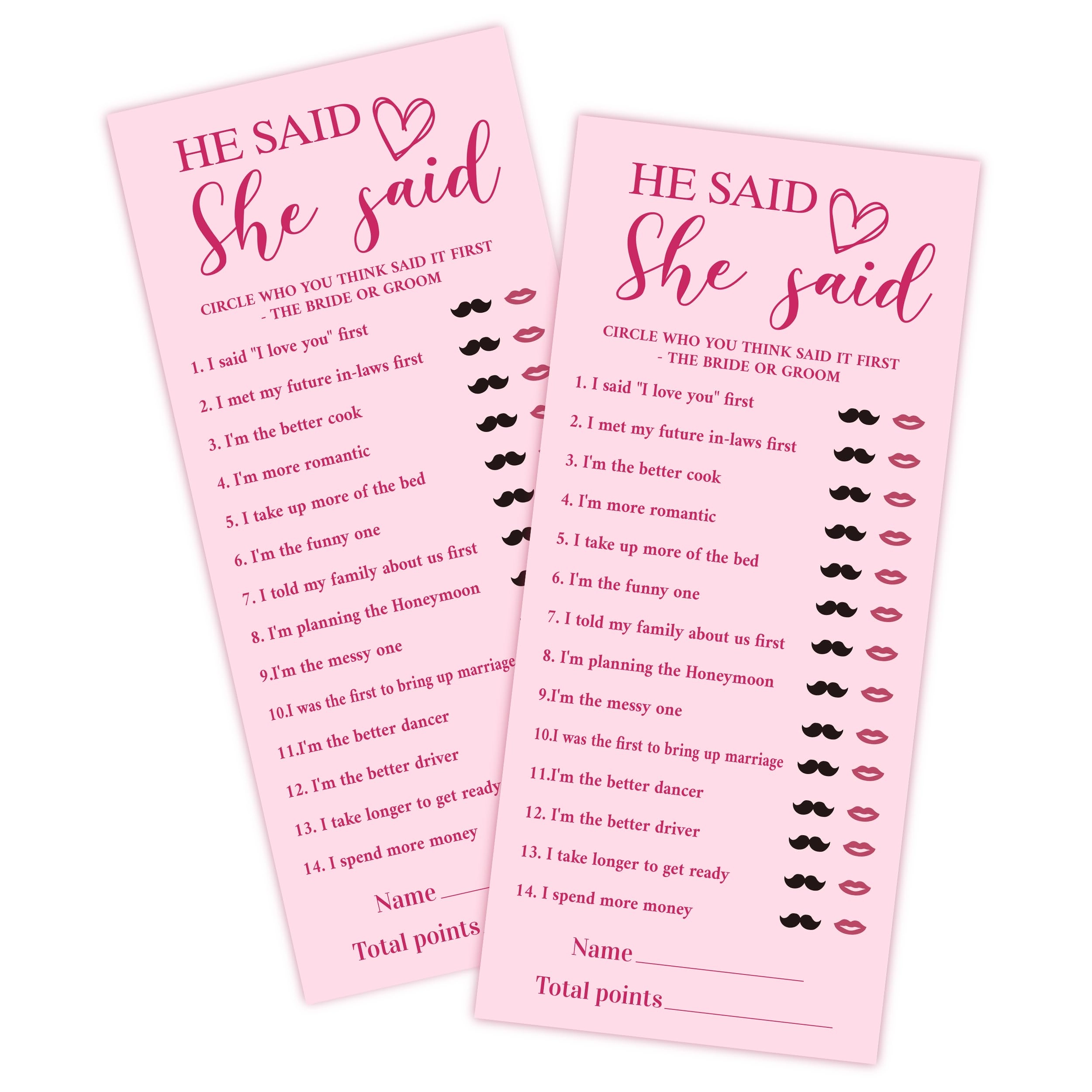Bridal Shower Game Cards - 16 years and up 25 piece(s)