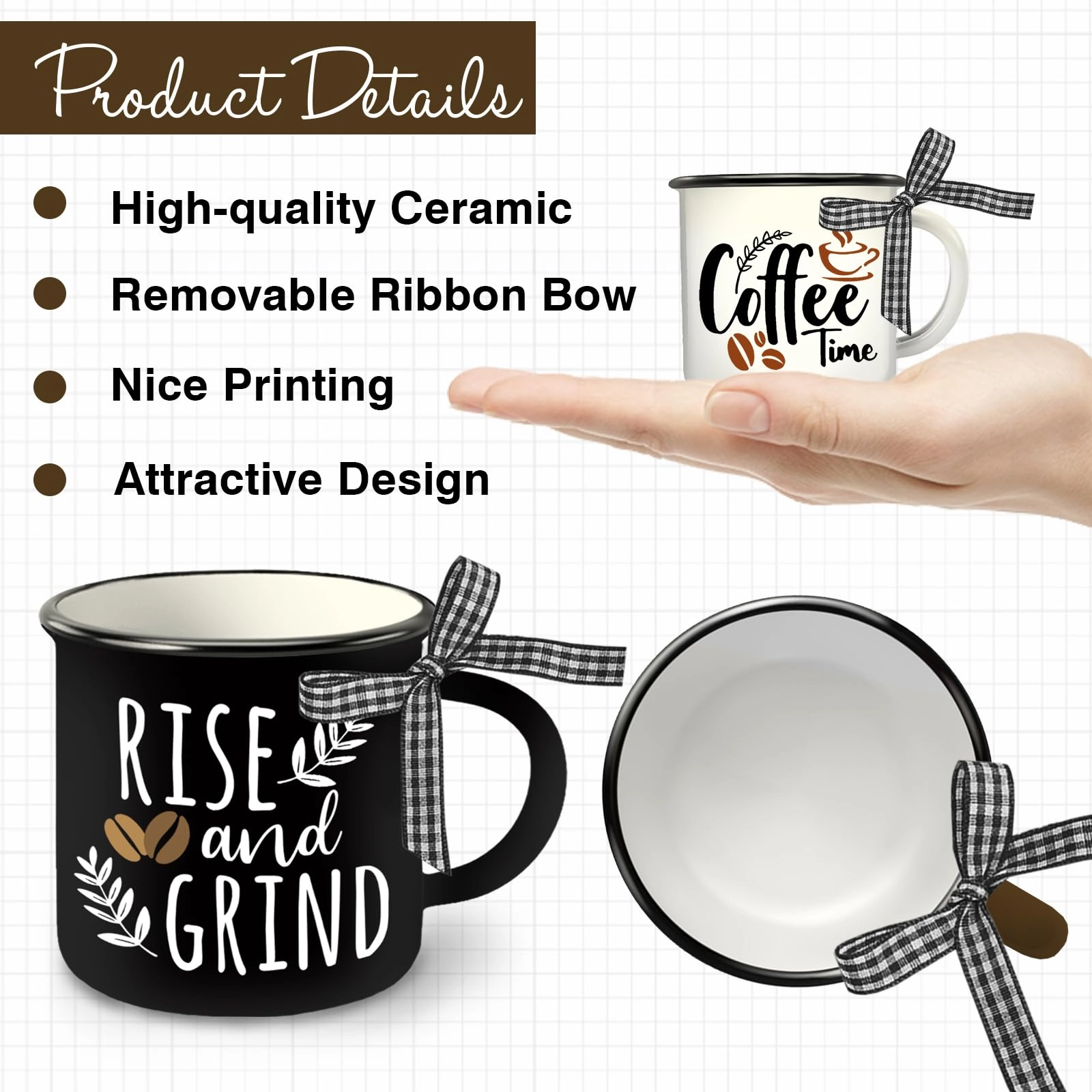 Rise and Grind Bean Mini Mug - 3 pcs - Holiday