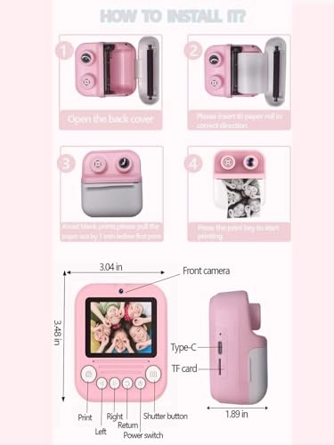 Kids Digital Camera With Instant Print - 48MP 1080P