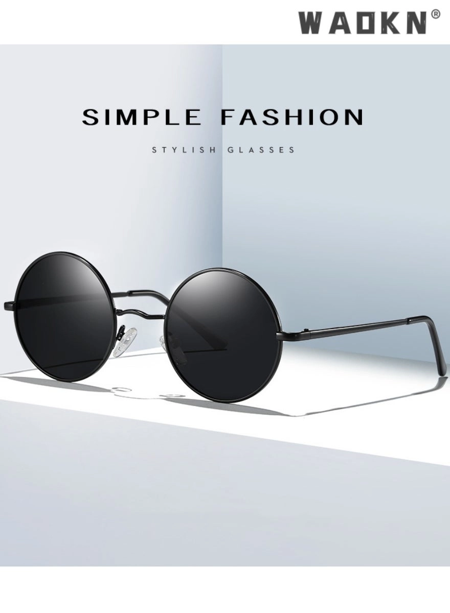 Round Polarized Sunglasses - 50 mm Grey