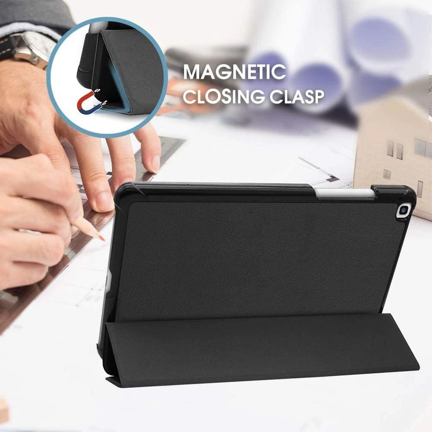 Tri-fold Case with Pencil Holder for Galaxy A8 10.5-inch