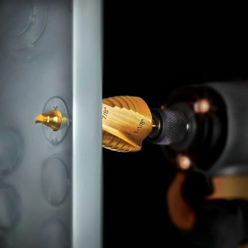 Step Drill Bit Set - Titanium Nitride Coated 7/8-Inch to 1-1/8-Inch