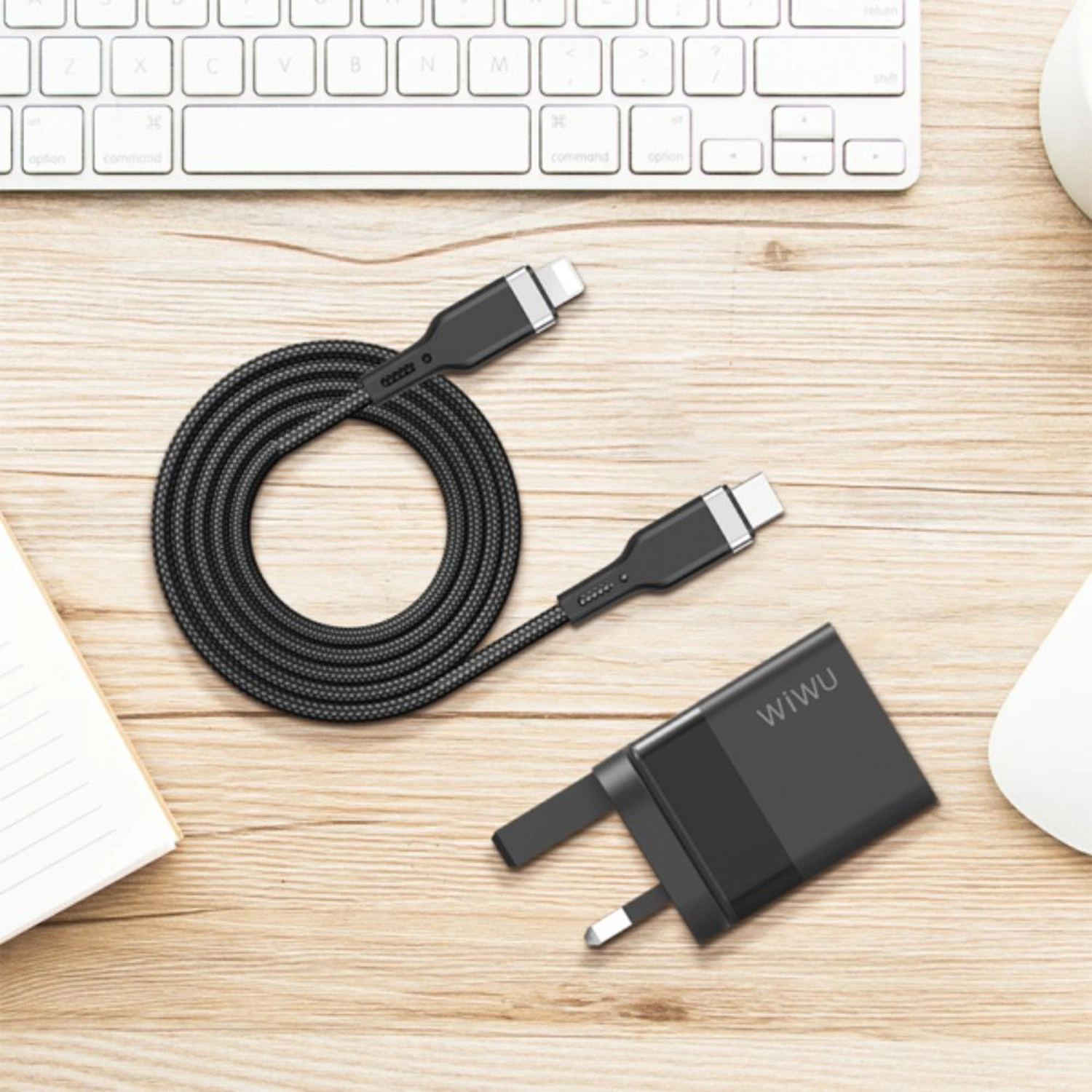 Quick Charge Charger - 100 - 240 Volts + Type-C to Lightning Cable - 1.5m