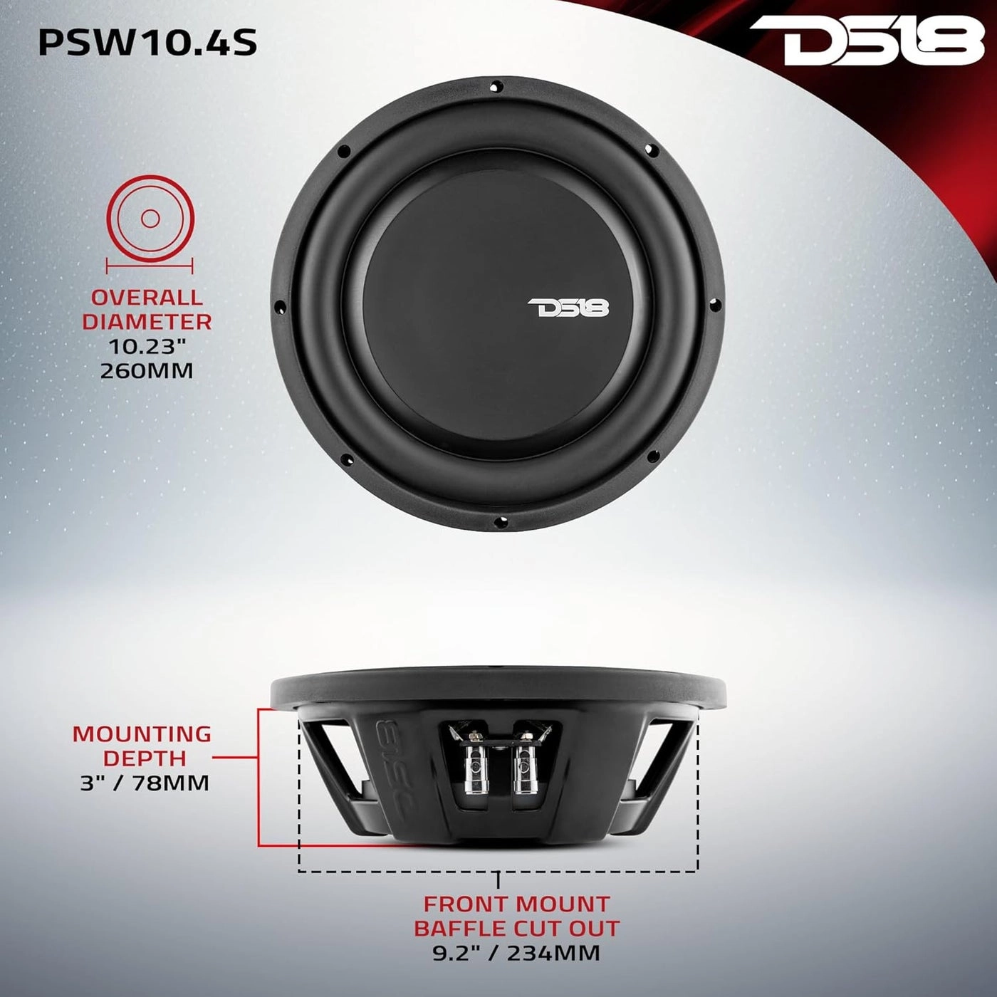 PSW10.4S - 500 Watts RMS 10"