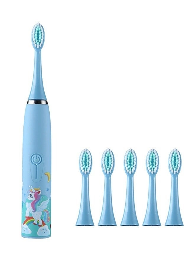 Ultrasonic Electric Children's Toothbrush - Super Soft Waterproof USB Charging 6 Heads