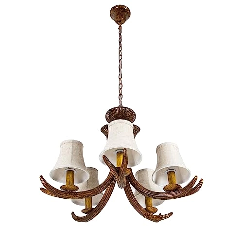 Deer Antler Style 5-Light Chandelier - 65cm Diameter x 50cm Height E12 Base