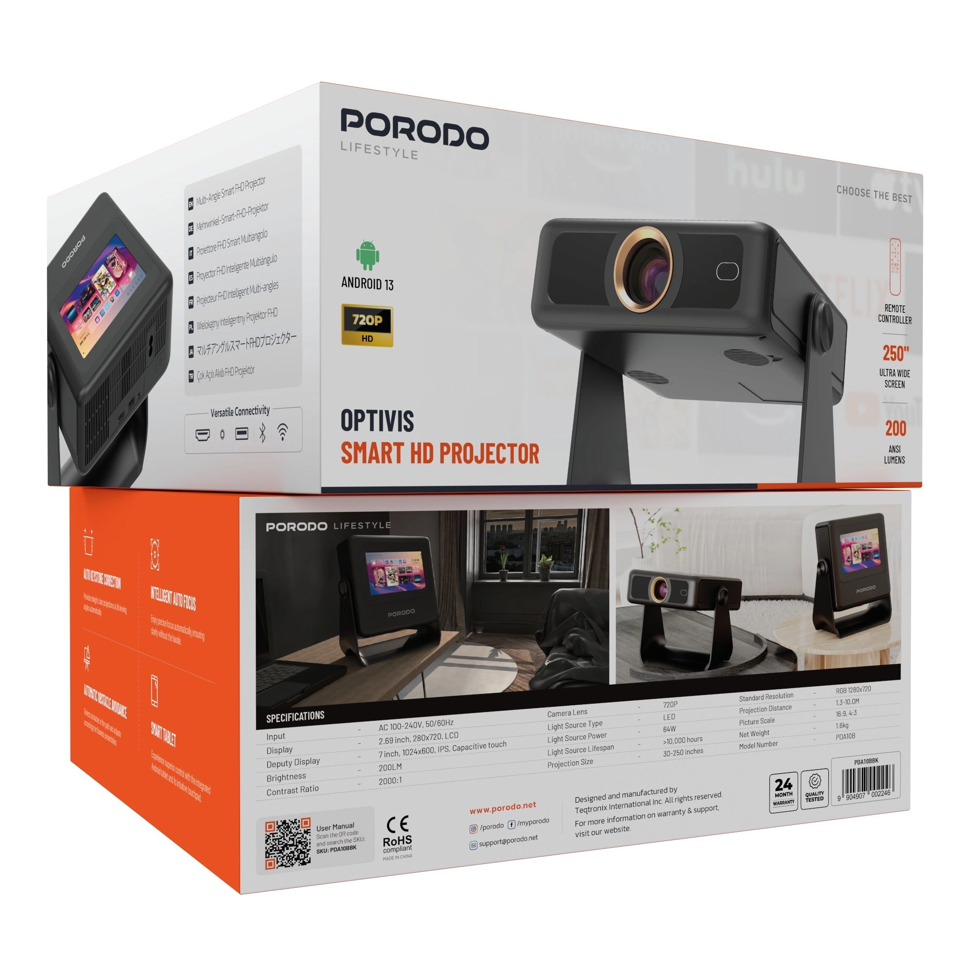 Optivis Smart HD Projector 9904907009030 200 Lm
