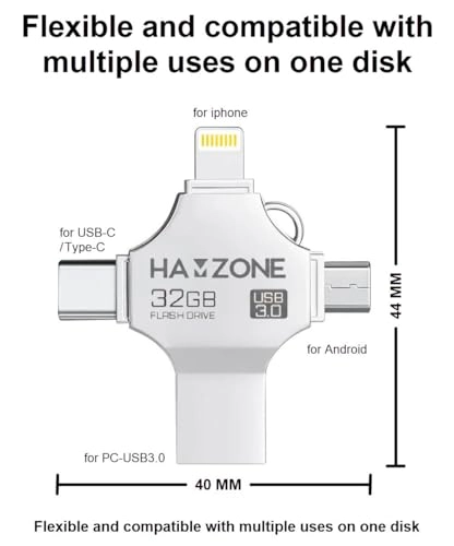4-in-1 USB Flash Drive - USB3.0 Lightning Type-C Micro USB 32GB