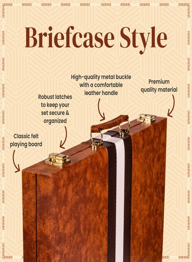 Backgammon Set - Leather Brown Medium