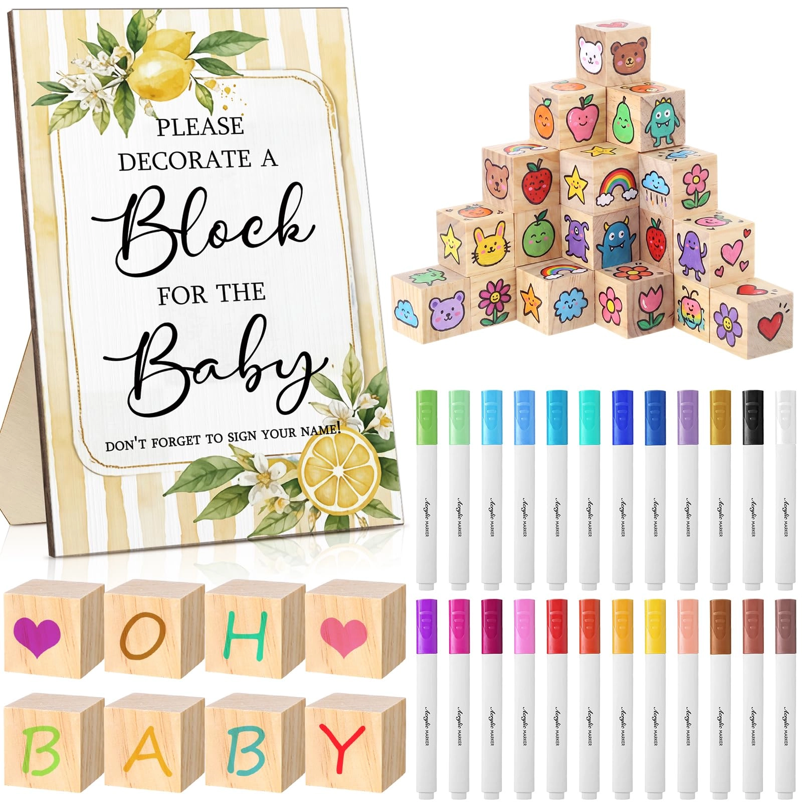 Tatuo Baby Shower Block Game - Here Comes The Son 75 pcs