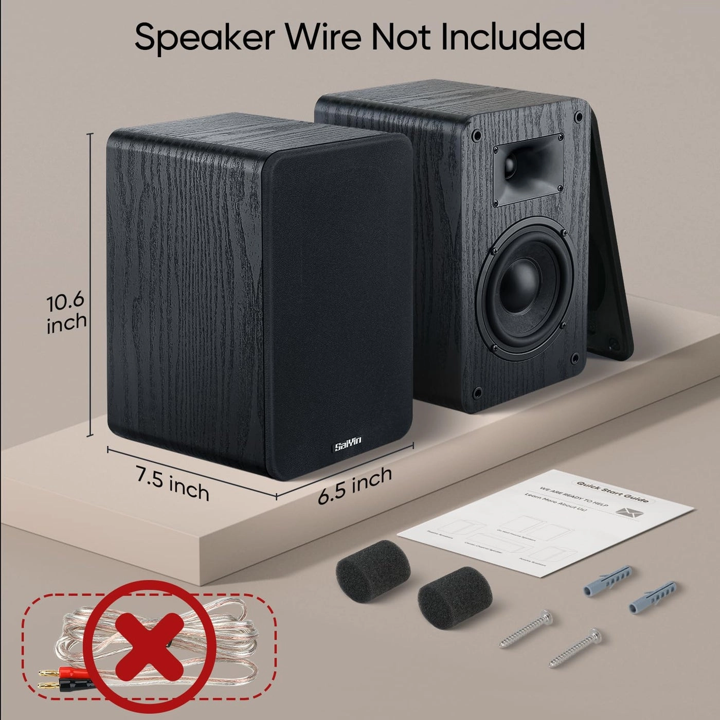 Passive Bookshelf Speakers - 40W