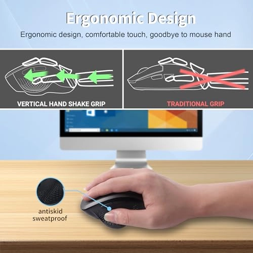 Vertical Ergonomic Mouse - Bluetooth & Wireless Dual Modes