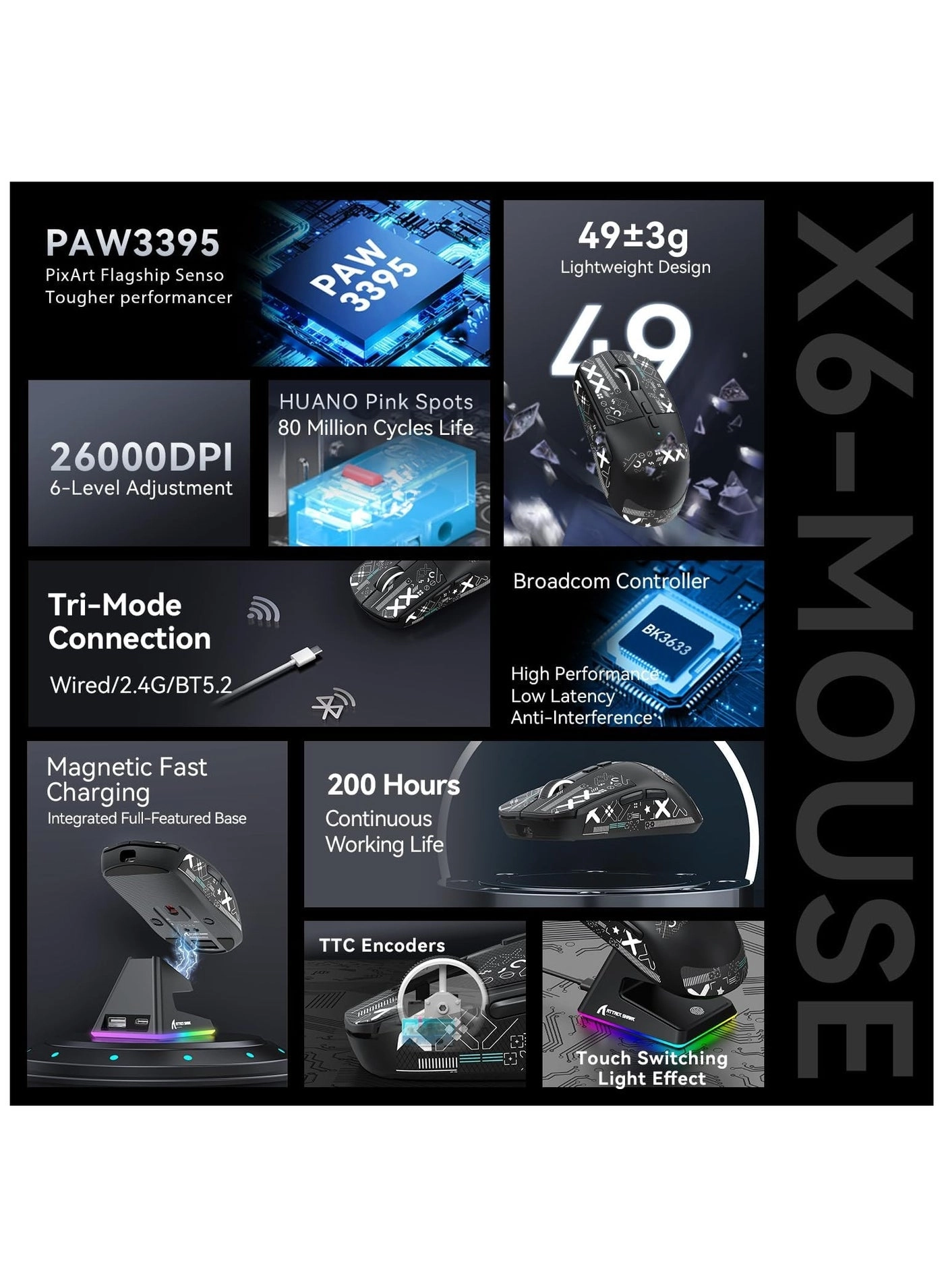 X6 Lightweight Gaming Mouse - Wireless