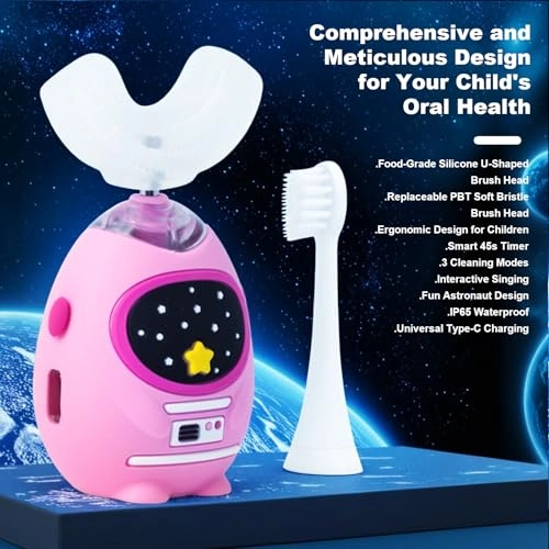 Kids U Shaped Electric Toothbrush - 3 Musical Modes Type-C Charging
