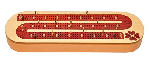 Continuous 4 Track Cribbage Board - Blood Wood Maple Wood