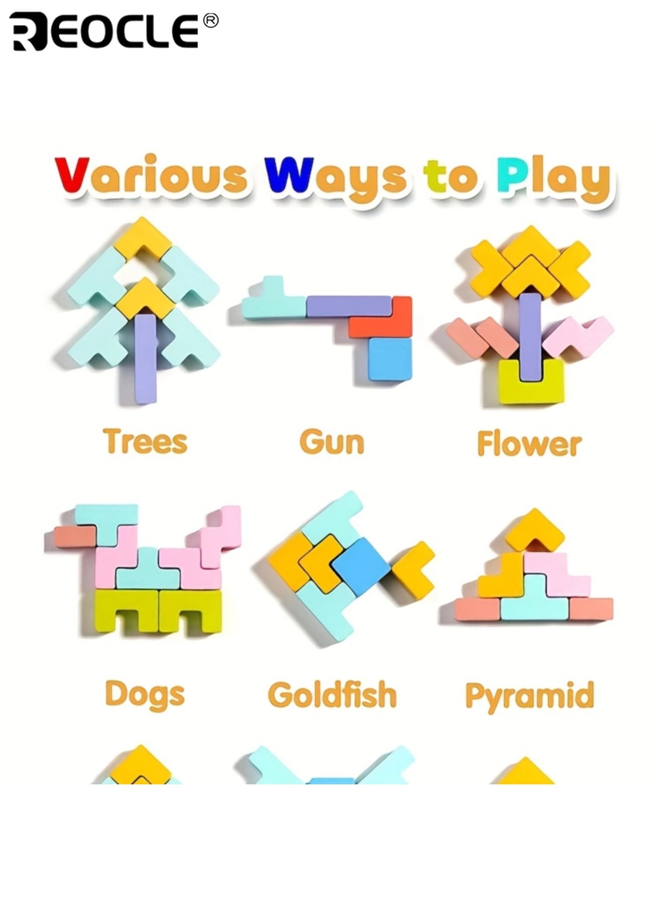3D Wooden Puzzle Blocks - 40 pieces