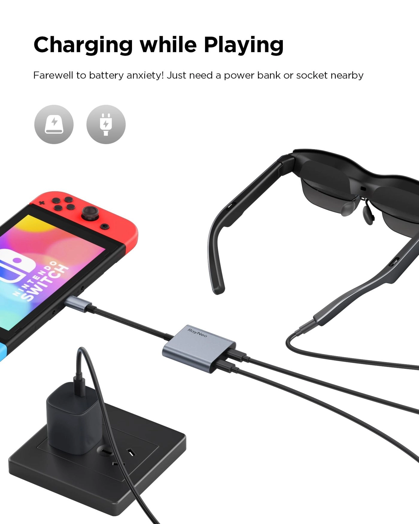 USB-C to Glasses Charging Adapter - 4K@60Hz Output