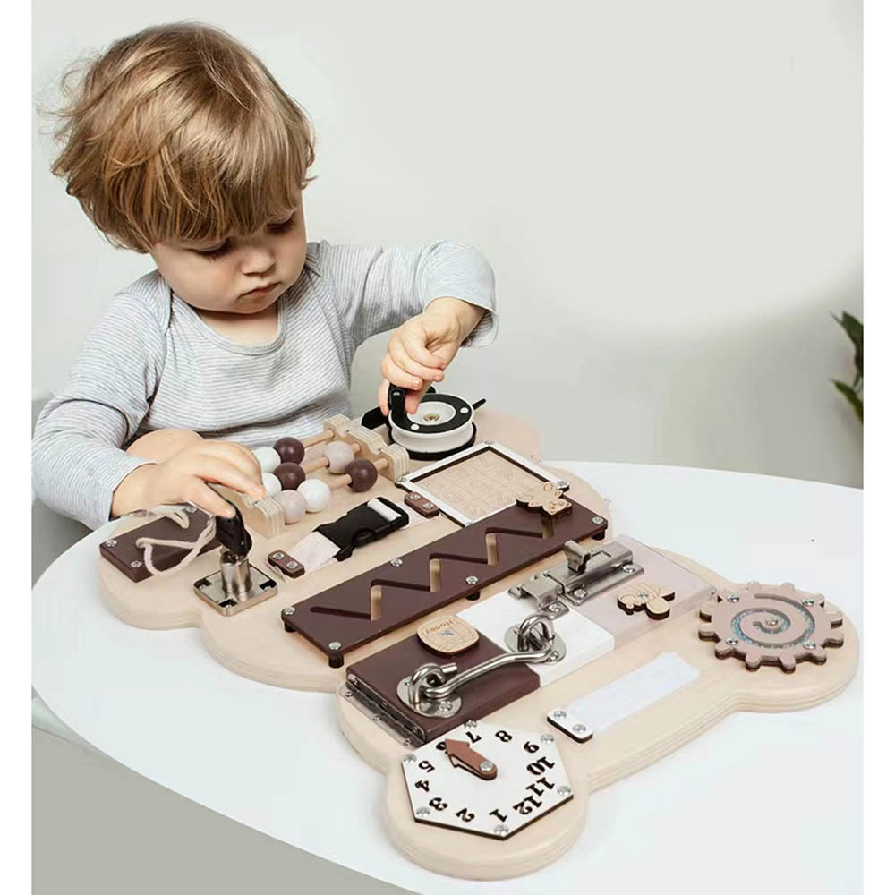 Bear Shaped Montessori Wooden Busy Board