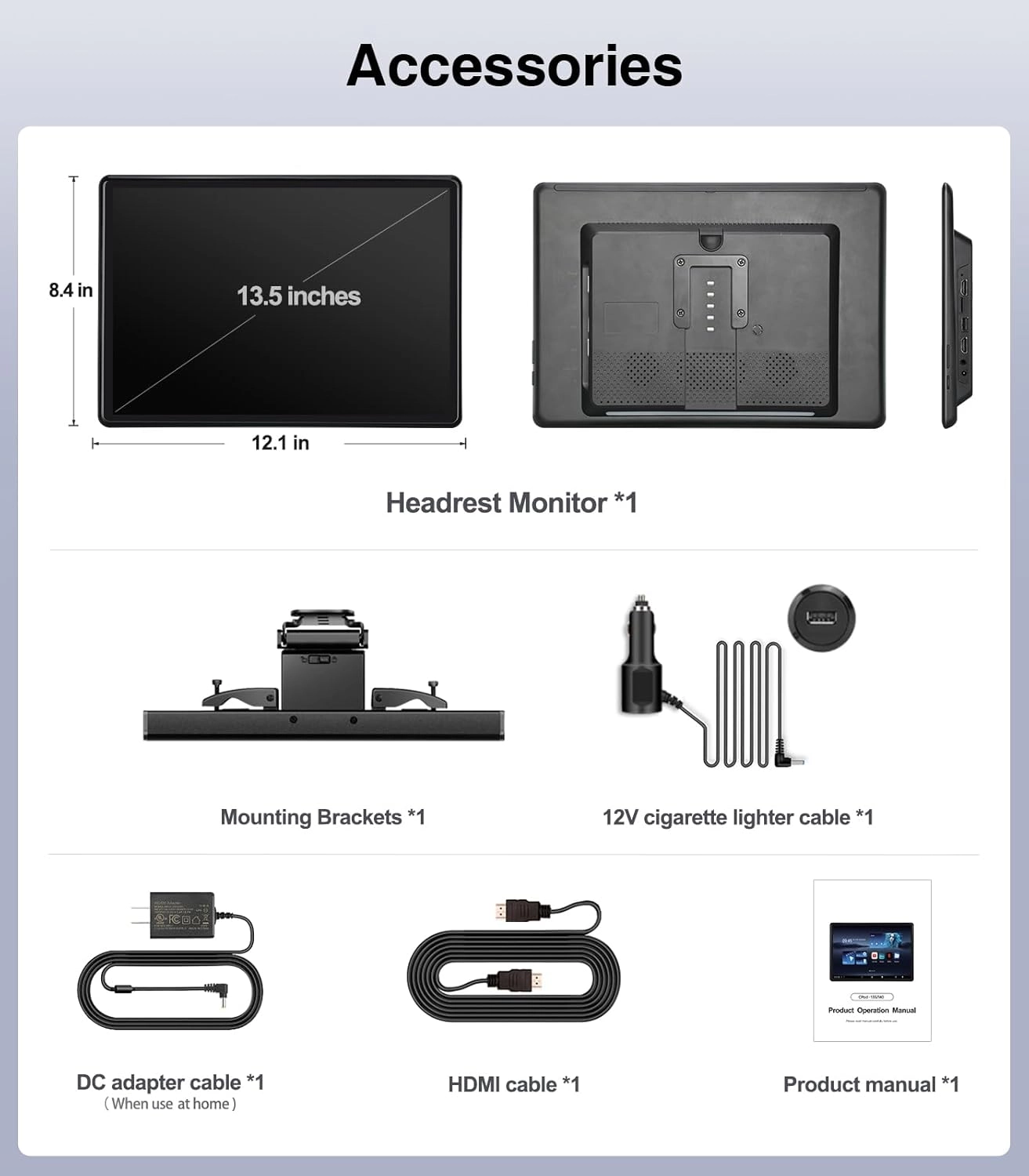 Car Headrest Monitor - 13.5 Inches