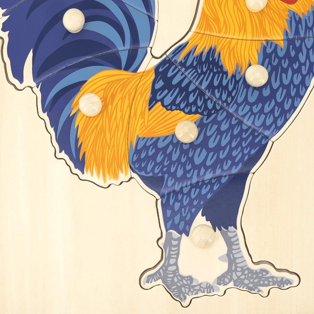Montessori Wooden Knob Puzzle Set Rooster - Suitable for 18 months & above 8 pieces
