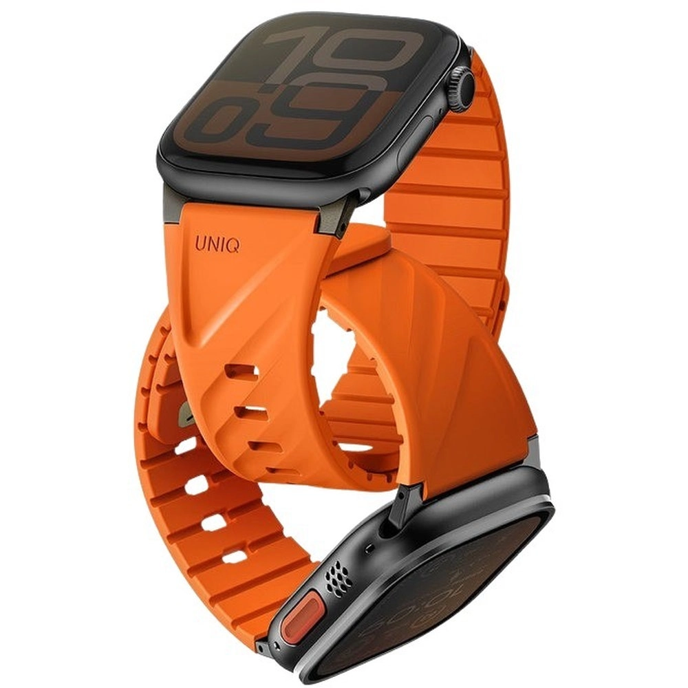 Uniq Watch Band for Apple Watch 49/40mm - Silicone Magnetic Pin-and-Tuck Volt Orange 49/40mm