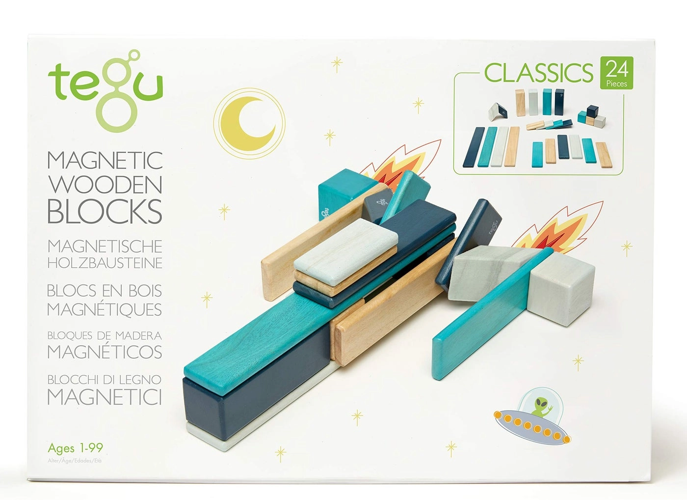 TEGU Magnetic Wooden Block Set - 1-99 years old 24 Piece