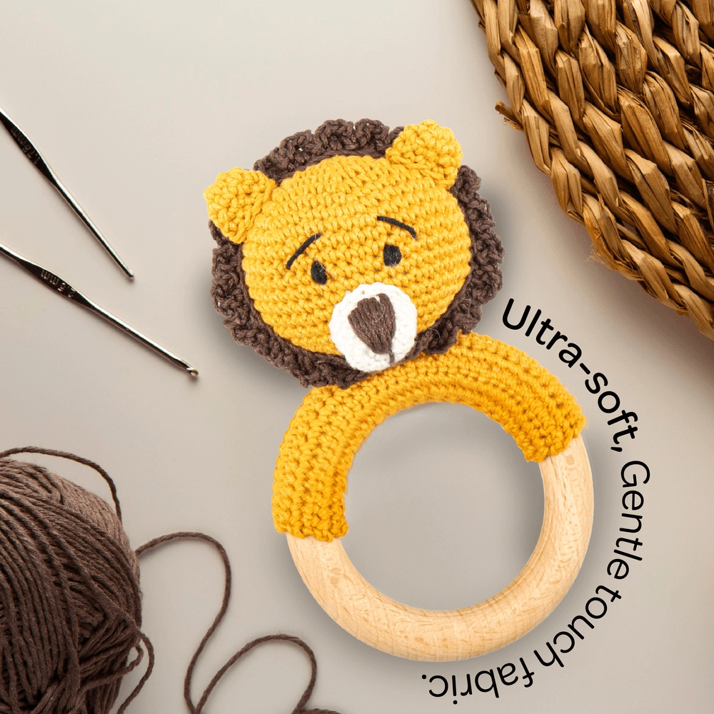 Crochet Ring Rattle Toy - Suitable for 0 month & above premium cotton yarn Tiger