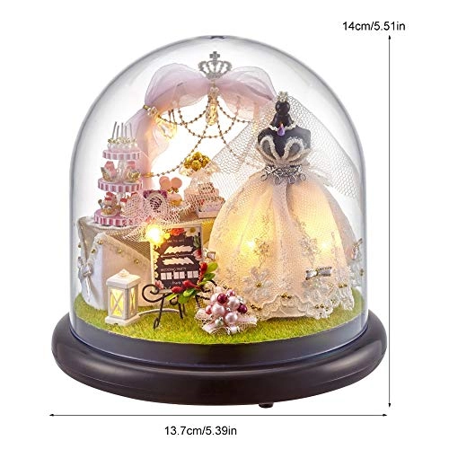 Dollhouse Miniature DIY Handcraft Buildings Mini House Kit - LED Lights Transparent Cover