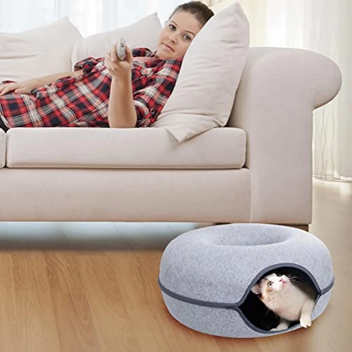 Cat Tunnel Bed - Detachable Round Felt