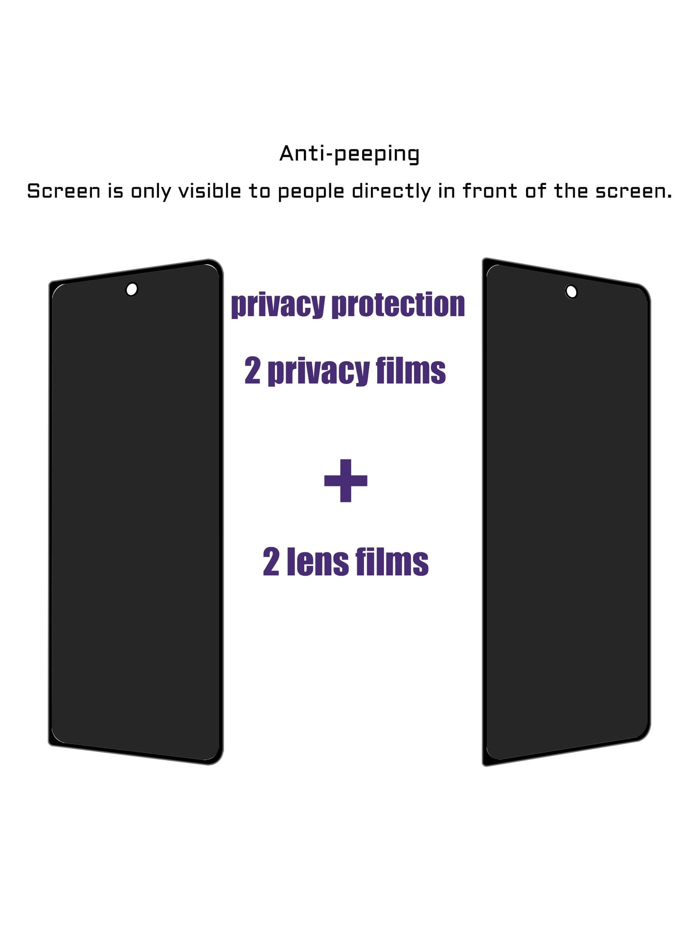 Privacy Tempered Glass Screen Protector + Camera Lens Protector for Samsung Galaxy Z Fold 5 (2-Pack)