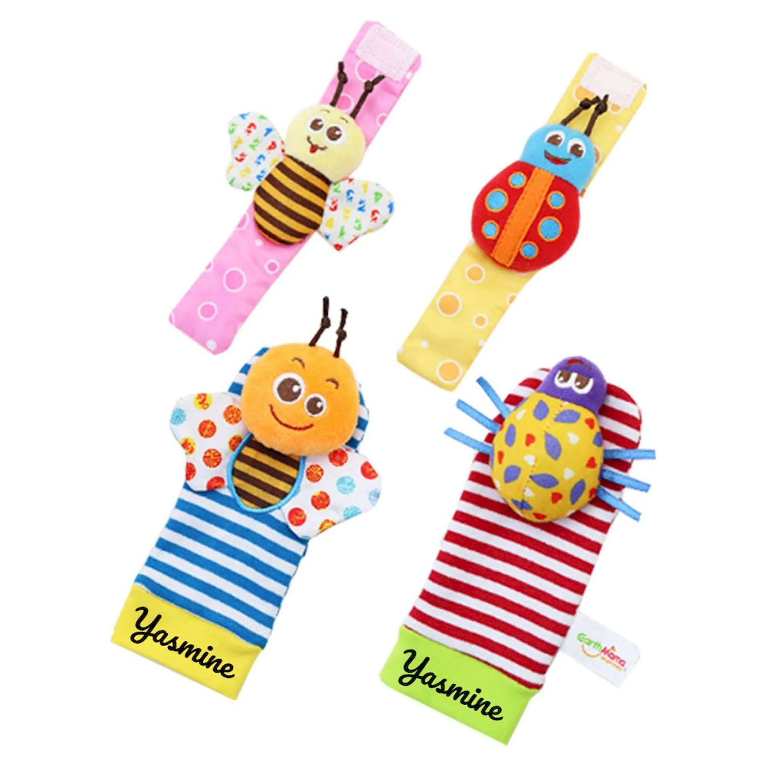 Personalized Wrist Rattle And Foot Finder - Suitable for 0 month & above Fox And Deer