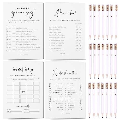 GardenCity Bridal Shower Games - 5 Games + Pencils - 30
