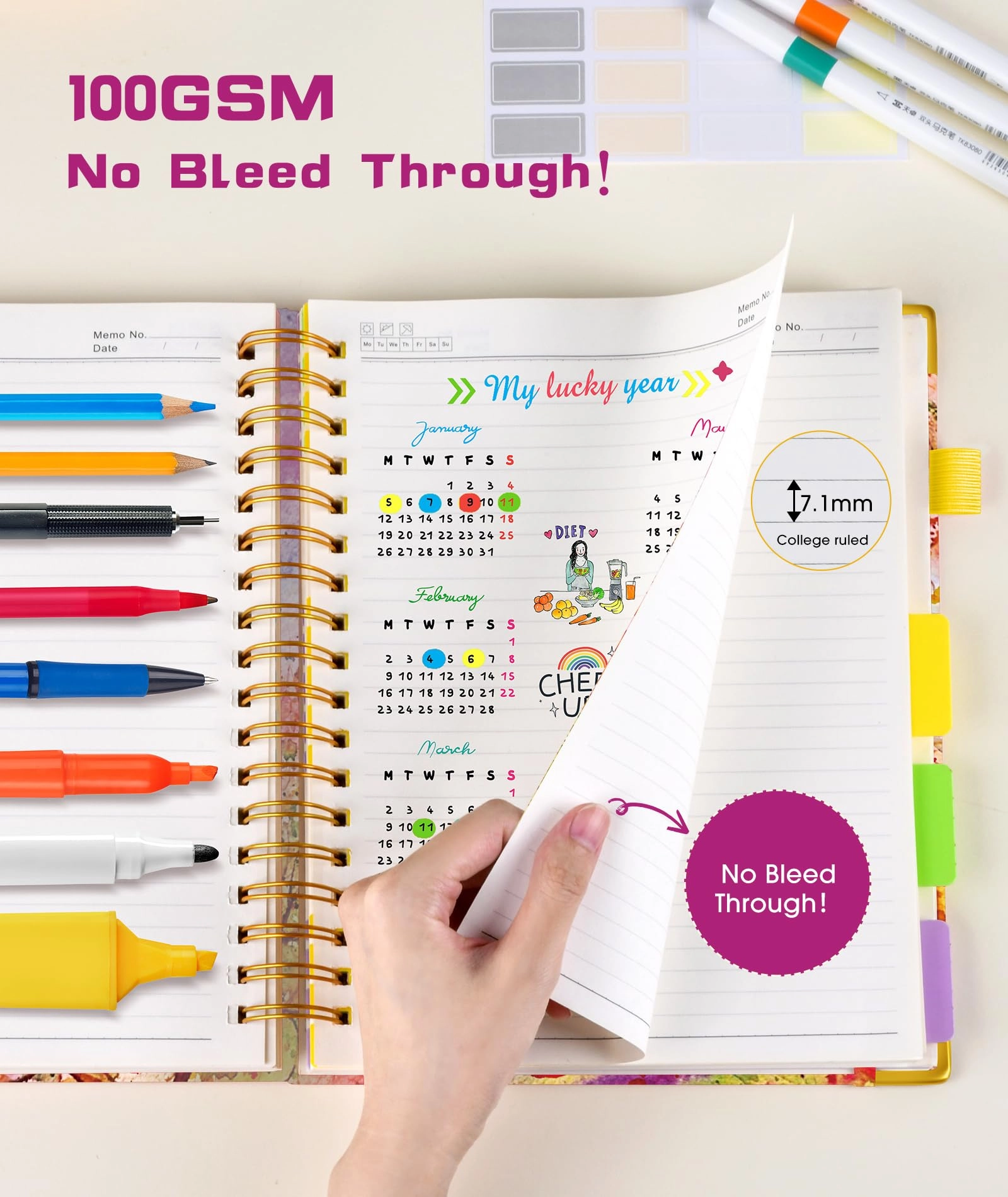 Spiral Notebook Large Hardcover - Lined 150 Sheets