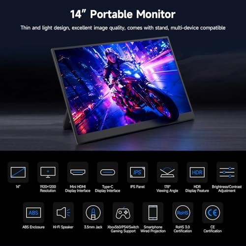 DHX-14inch Portable Monitor - Full HD 14 Inches