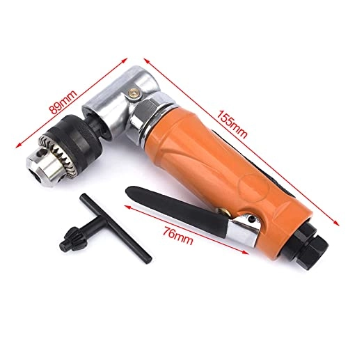 90 Degree Pneumatic Angle Drill - 1400 RPM 1/4 Inch Chuck 0.6-6Mm Clamping Capacity