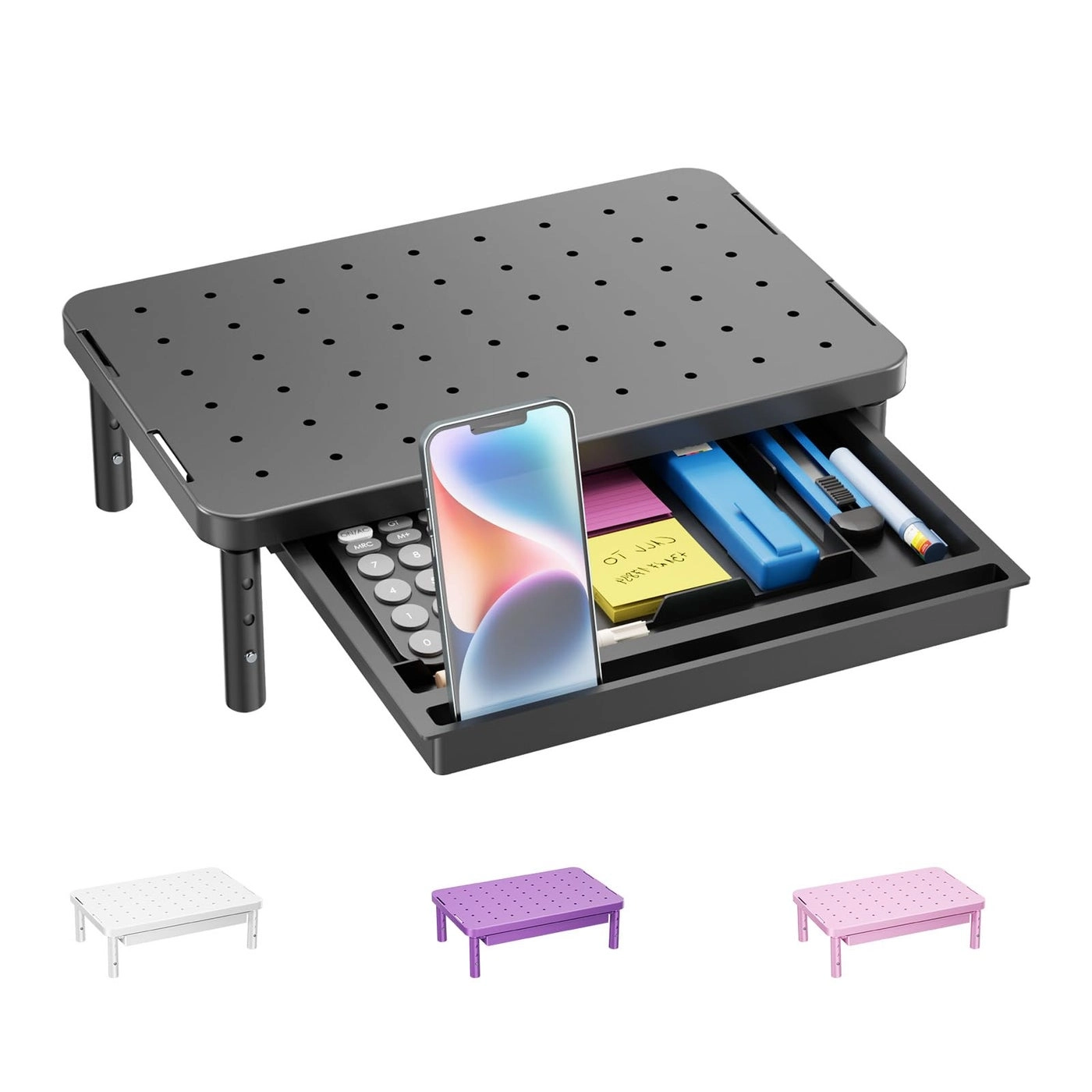 Monitor Stand - Adjustable Laptop Riser Underneath Storage