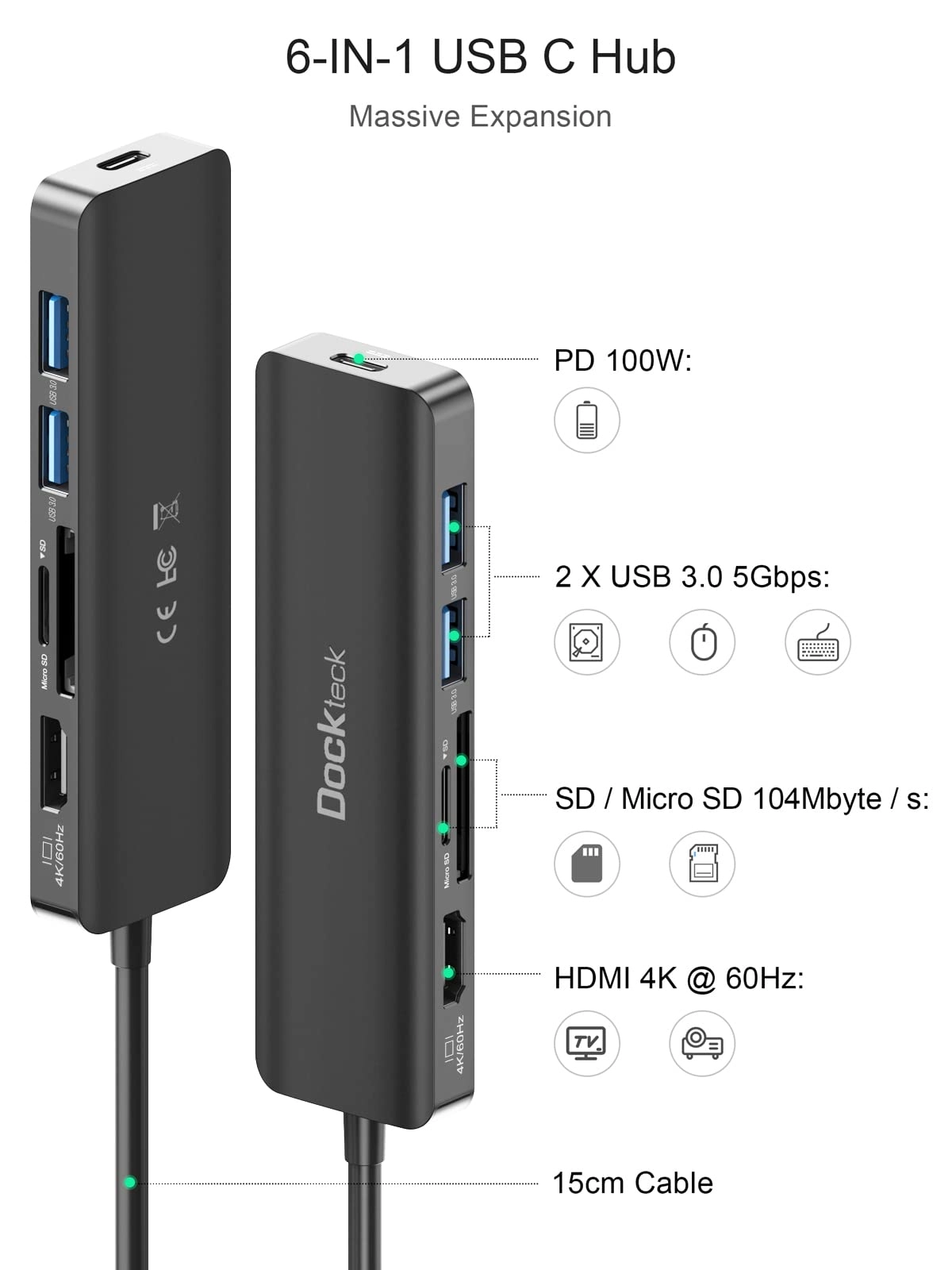 USB C Hub - 4K 60Hz 7-in-1