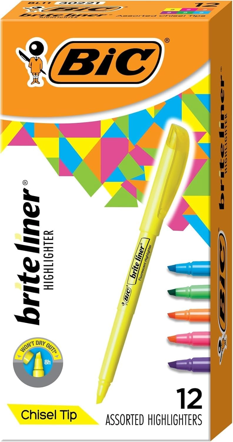 BIC Corporation BriteLiner - Assorted Ink Colors Chisel