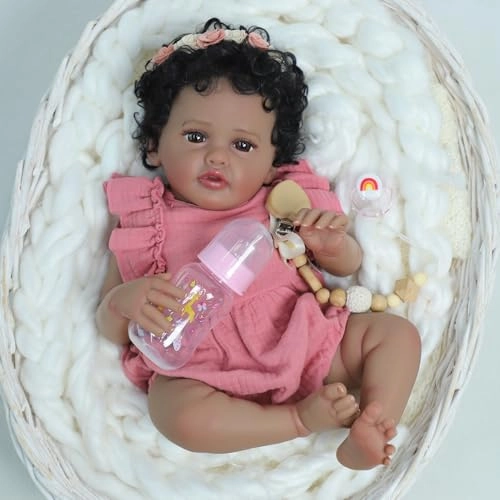 Reborn Baby Doll - 18'' Soft Weighted Cloth Body & Vinyl Limbs African American Ages 3+