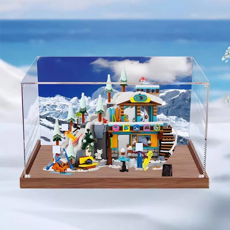 Lego Friends Display Case (41756) - 35x25x30cm Wood Bottom+background