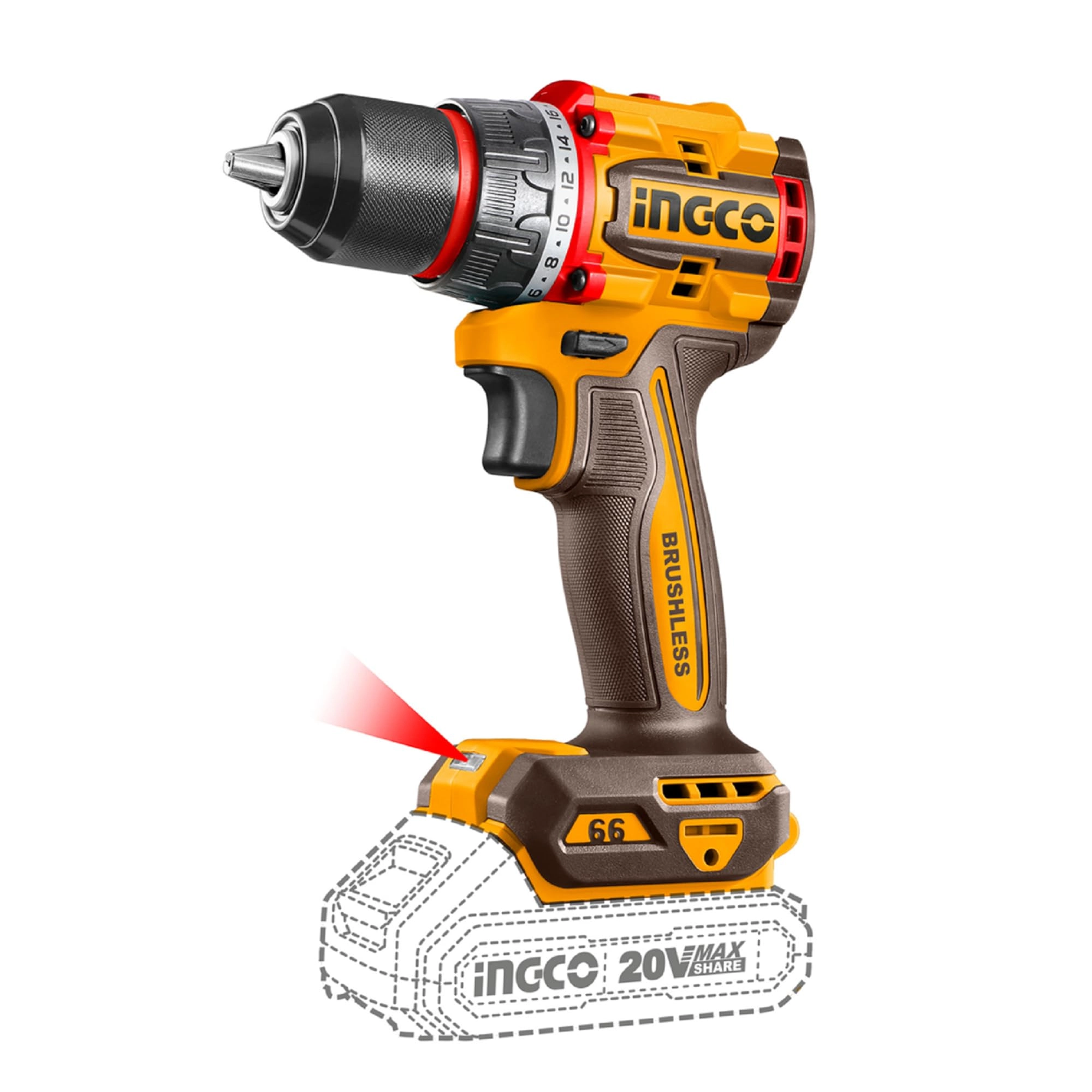 Ingco CDLI206681 - 20V Brushless 66 Nm