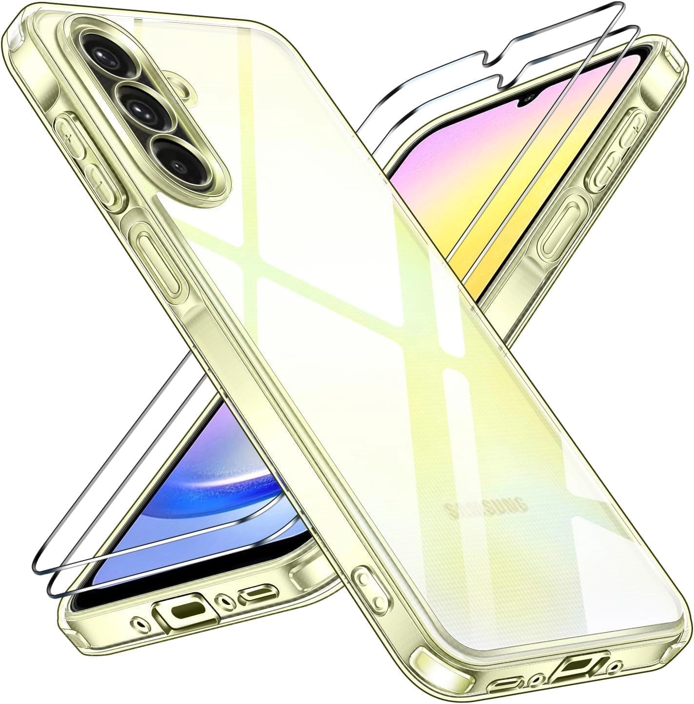 Muzz International Galaxy A56 Case - Soft Bumper Silicone Transparent + Tempered Glass Screen Protector - 2 pack for Galaxy A56
