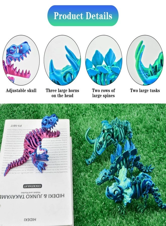 3D Printed Dinosaur Animal Figures - T-Rex Velociraptor Stegosaurus 7PCS