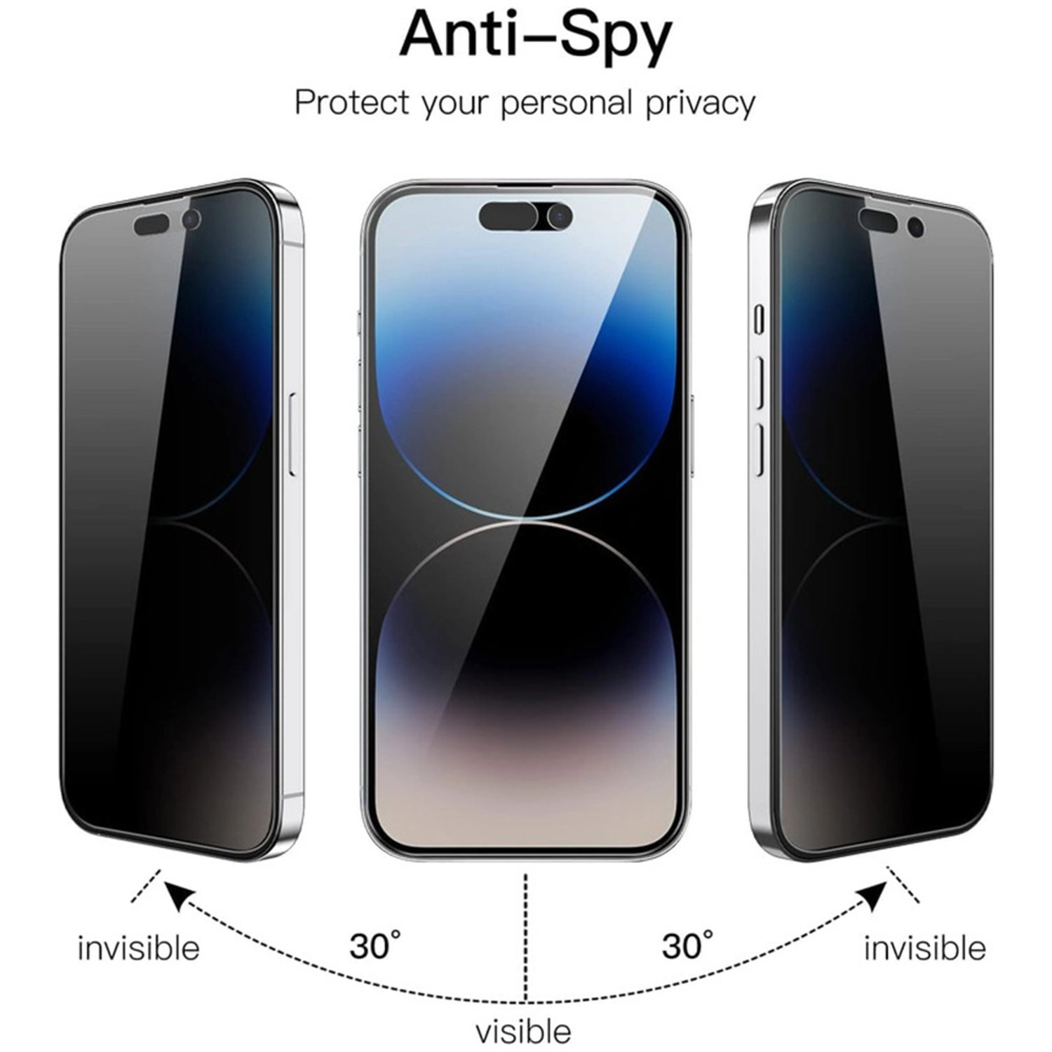 Privacy Screen Protector iPhone 16 Plus - 9H Hardness Tempered Glass