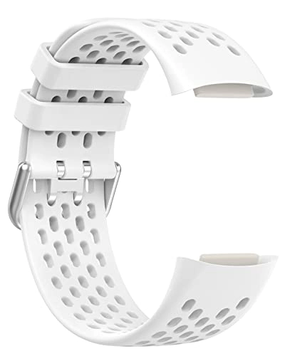 Watch Band for Fitbit Charge 5 - Silicone Stainless Steel Buckle Coral Red