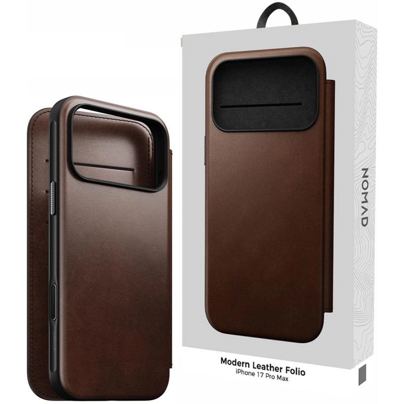 Nomad Modern Leather Folio Flip Cover with MagSafe for iPhone 17 Pro Max