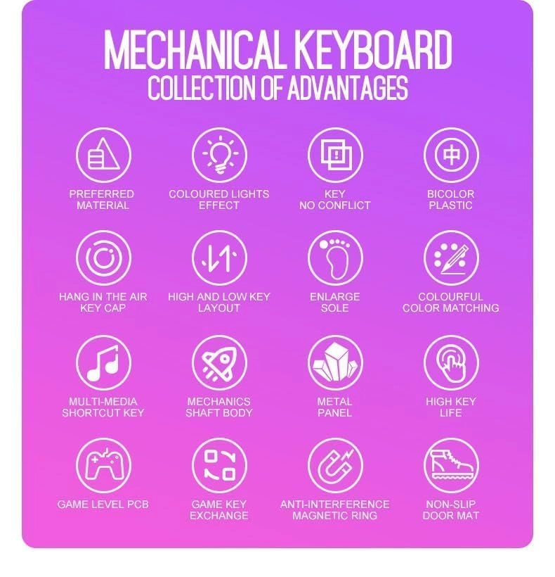 87 Keys Arabic Mechanical Gaming Keyboard - AR Wired