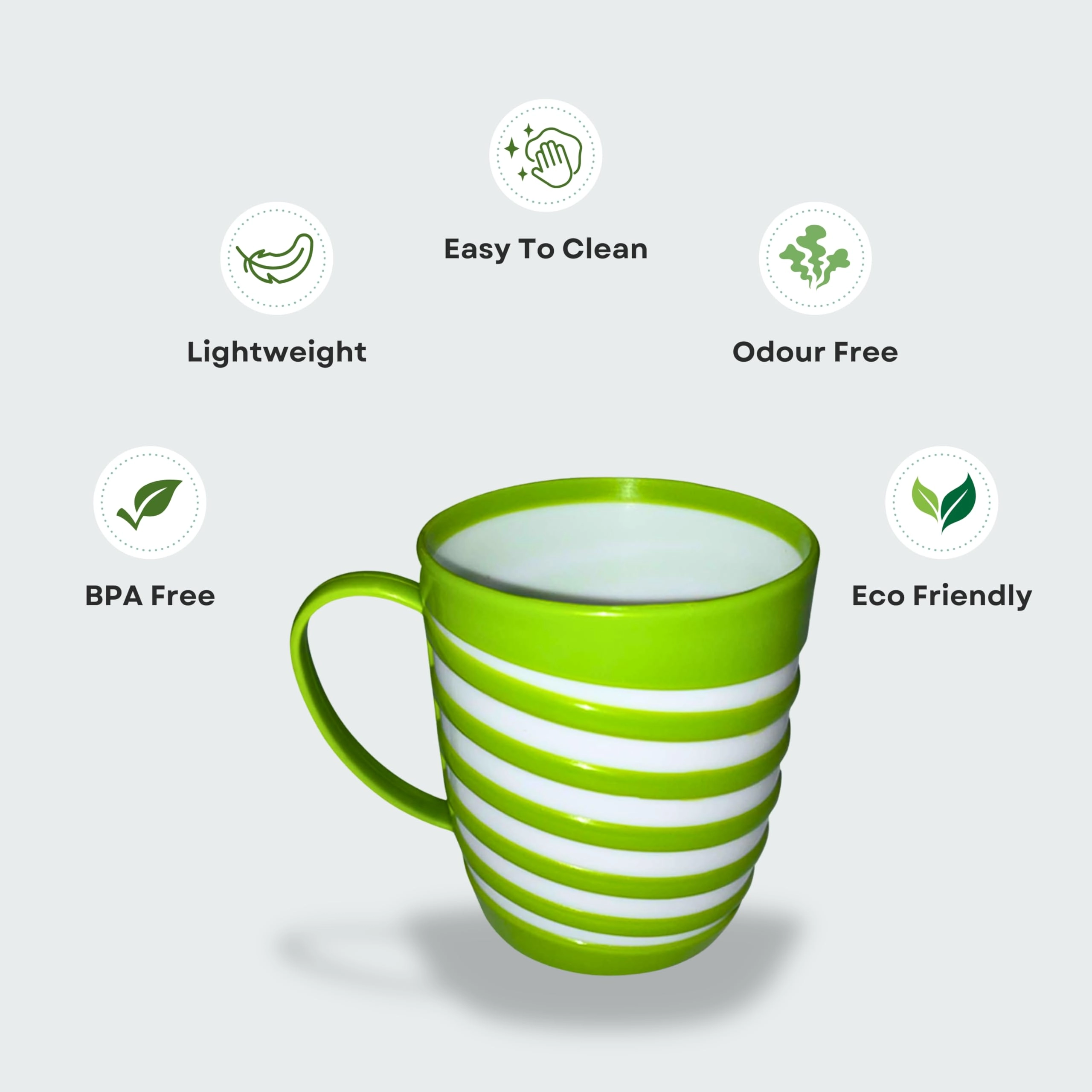 Plastic Mug - 6 pcs - Striped Solid - 280 ml