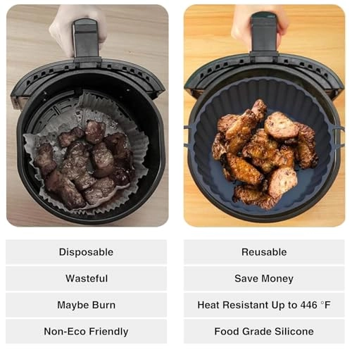 Silicone Air Fryer Liners - Reusable 2 Pack Grey