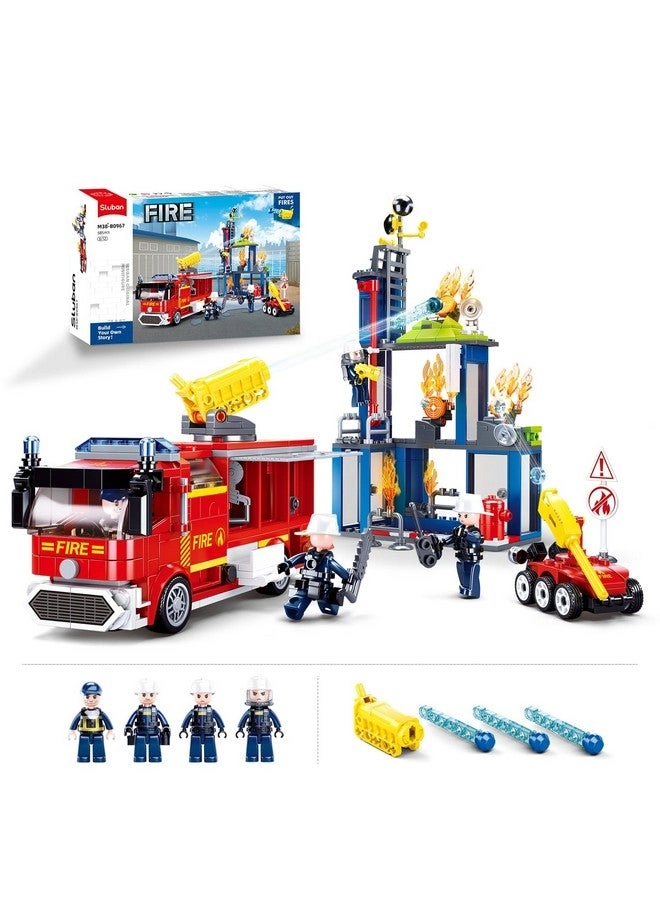 Sluban City Fire Training Set - Fire Rescue 4 Minifigures Fire Truck